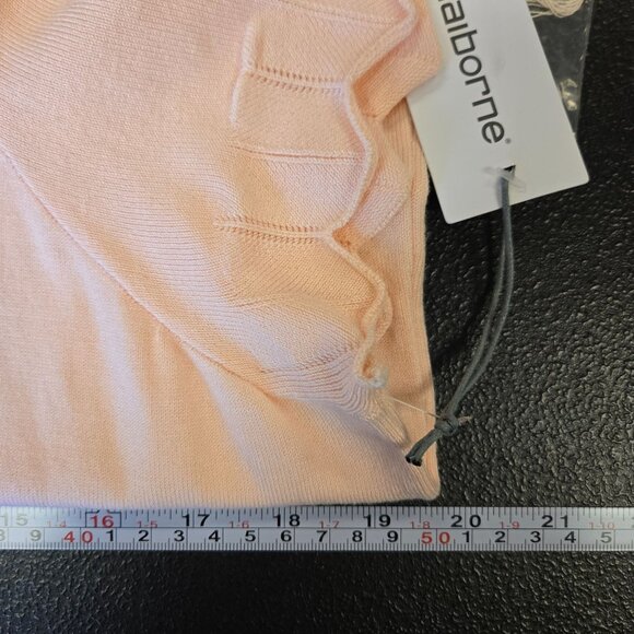 NWT Liz Claiborne Womens Pale Peach Puff Sleeve Knit Top L Soft Girl Office - Picture 7 of 8